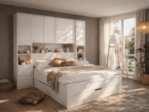 Bed en brugkast RIGA 160x200 cm wit met lades