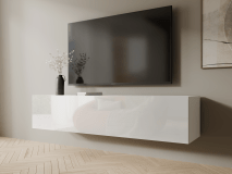 Tv-meubel KINGSTON 1 klapdeur 140 cm wit/hoogglans wit