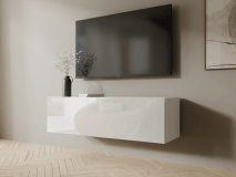 Tv-meubel KINGSTON 1 klapdeur 105 cm wit/hoogglans wit