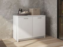 Kast met werkblad WASHING 2 deuren wit