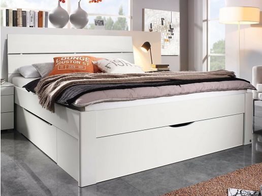 Bed SCARLETT 160x200 cm wit met drie lades met hoofdeinde zonder led