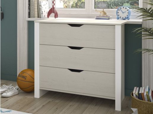 Commode NAIRA 3 lades wit kastanjehout