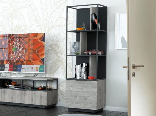 Kolomkast SNAPO 1 deur stanley hickory/zwart 
