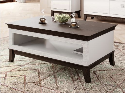 Rechthoekige salontafel TIROSA 120 cm hoogglans wit