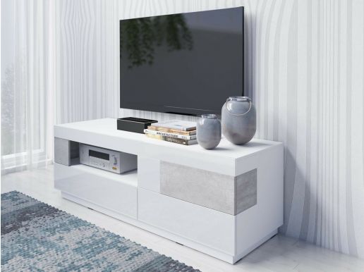 TV-meubel SILAC 1 klapdeur 2 lades beton/wit