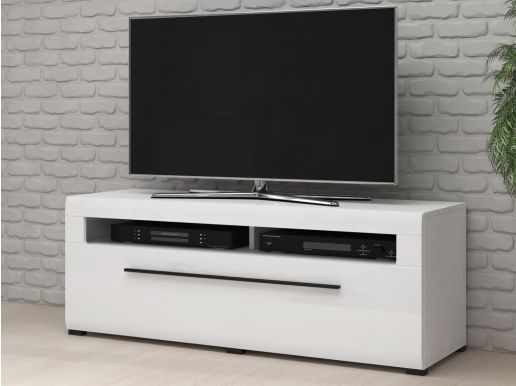 Tv-meubel TULIO 1 lade 140 cm wit/hoogglans wit zonder led