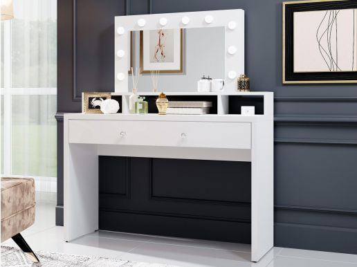Make-up tafel ARIASSE 1 lade wit/hoogglans wit 