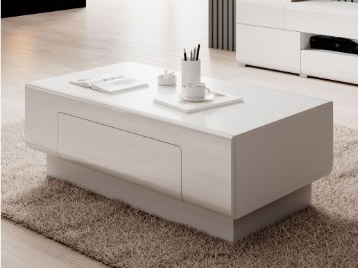 Rechthoekige salontafel TOMASSON 110 cm wit/hoogglans wit 