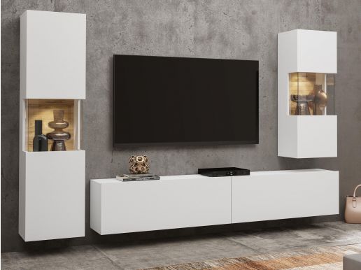 Tv-meubel set AVATAR 4 deuren wit met led 