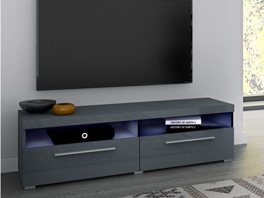 Tv-meubel INAZO 2 deuren 140 cm grijs/hoogglans grijs zonder led