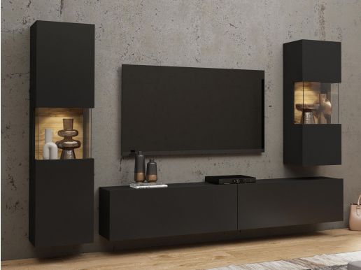 Tv-meubel set AVATAR 4 deuren zwart zonder led 