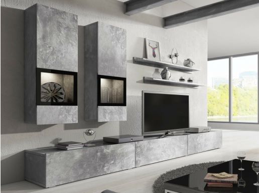 Tv-meubel set BABEL 5 deuren beton zonder led zonder salontafel
