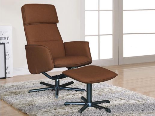 Relaxfauteuil EMPEREUR cognac met poef