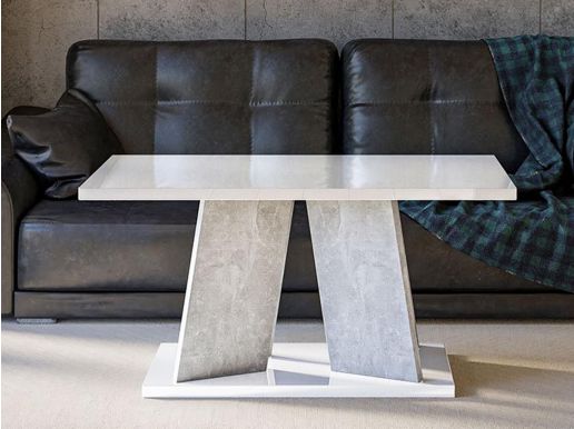 Rechthoekige salontafel MUFFALO 110 cm hoogglans wit/beton