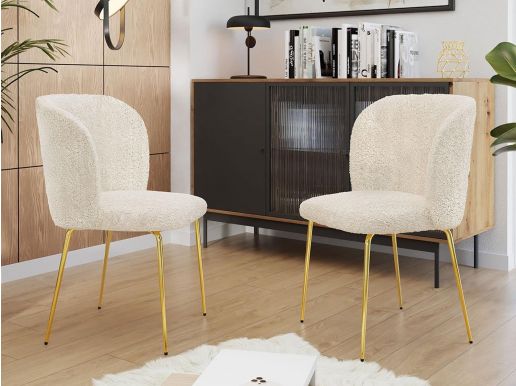 Set van 2 stoelen TERRY crème bouclé stof