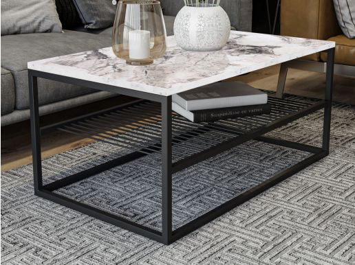 Rechthoekige salontafel ASIRI 95 cm wit/zwart