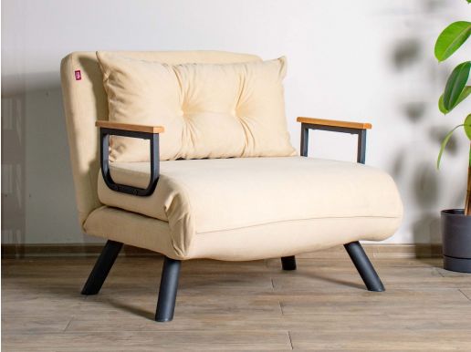 Converteerbare fauteuil SANDERO 1 plaats stof crème
