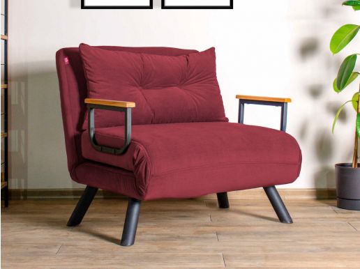 Converteerbare fauteuil SANDERO 1 plaats stof rood 