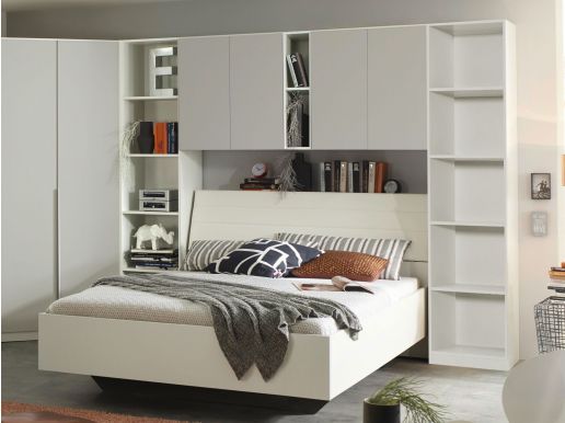 Brugkast ELVIS 160 cm zijde grijs/wit met boekenkasten