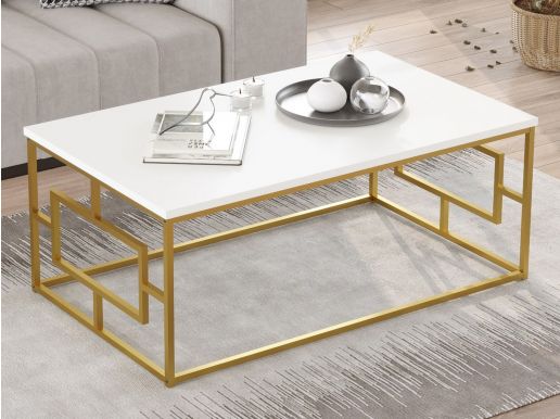 Rechthoekige salontafel VECCHIA 100 cm wit/goud