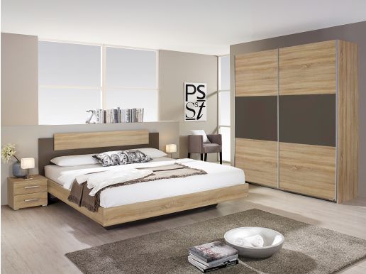 Complete slaapkamer BORBASO 160x200 cm sonoma eik/lava grijs