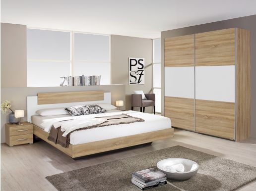 Complete slaapkamer BORBASO 160x200 cm sonoma eik/wit