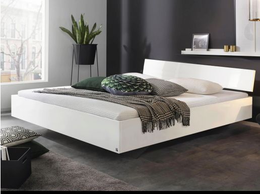 Bed IXANA 180x200 cm alpine wit met hoofdeinde
