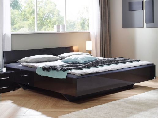 Bed IXANA 180x200 hoogglans grijs met hoofdeinde