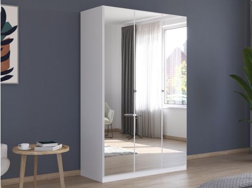 Kledingkast REFOLACHI 3 deuren wit met spiegel 