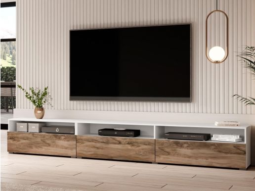Tv-meubel BABEL II 3 deuren 3 wit/walnoot zonder salontafel