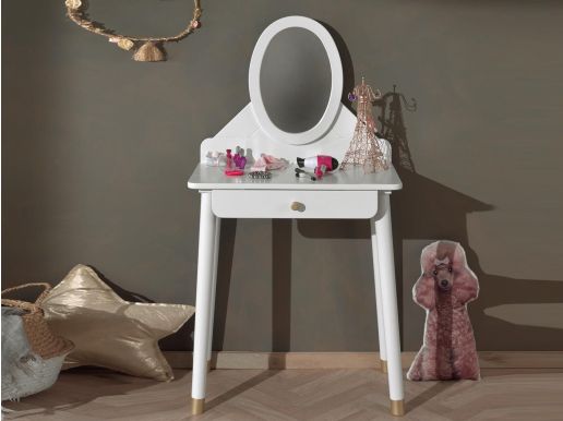 Make-up tafel BILAL 1 lade wit met spiegel 
