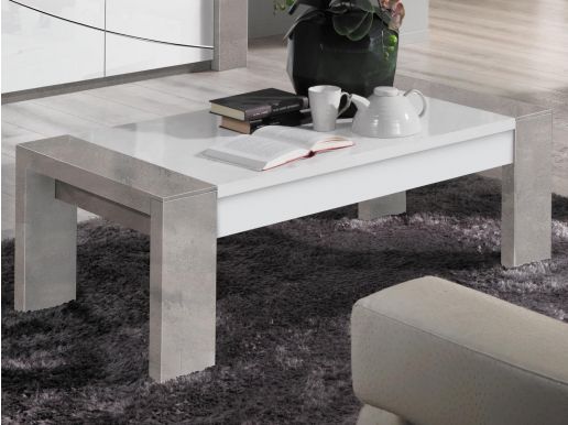 Rechthoekige salontafel RANDY 130 cm beton/wit