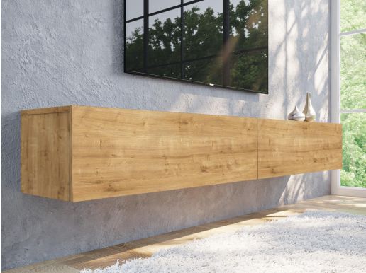 Tv-meubel KINGSTON 2 klapdeuren 210 cm gouden eik zonder salontafel