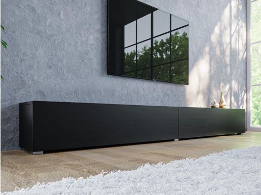Tv-meubel KINGSTON 2 klapdeuren 210 cm zwart eik zonder salontafel