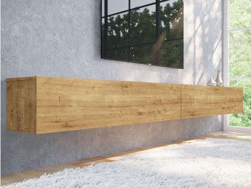 Tv-meubel KINGSTON 2 klapdeuren 280 cm gouden eik zonder salontafel