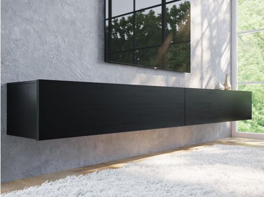 Tv-meubel KINGSTON 2 klapdeuren 280 cm zwart eik zonder salontafel