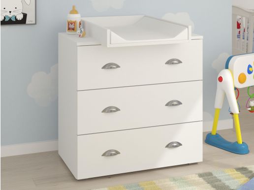 Commode met luierplank MIAMO 3 lades wit