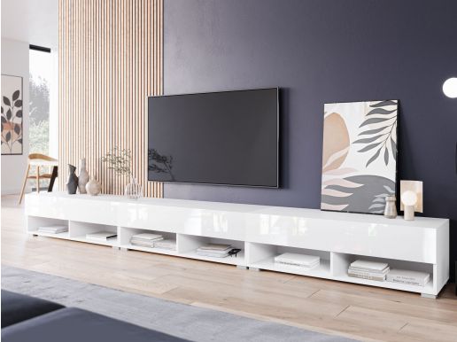 TV-meubel ACAPULCO 3 klapdeur 300 cm wit/hoogglans wit zonder led