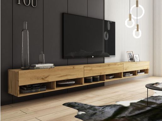 TV-meubel ACAPULCO 3 klapdeur 300 cm wotan eik met led