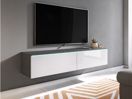 TV-meubel DUBAI 2 klapdeuren 140 cm matera/hoogglans wit zonder verlichting