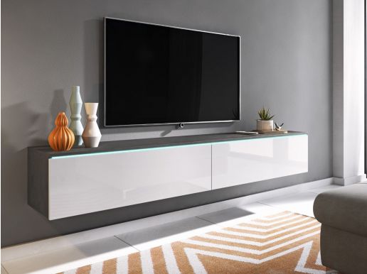 TV-meubel DUBAI 2 klapdeuren 180 cm matera/hoogglans wit zonder verlichting