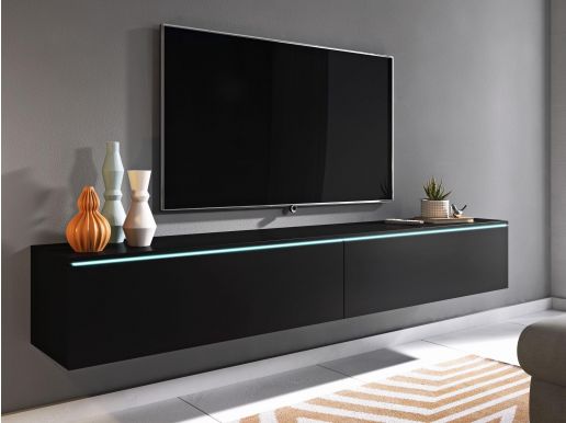 TV-meubel DUBAI 2 klapdeuren 180 cm zwart zonder verlichting