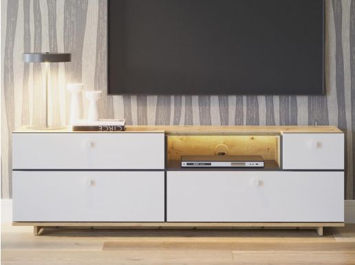 Tv-meubel MODO 4 lades artisan eik/alpine wit zonder led 