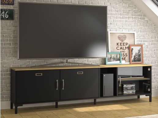 Tv-meubel CHESTER 3 deuren artisan eik/zwart