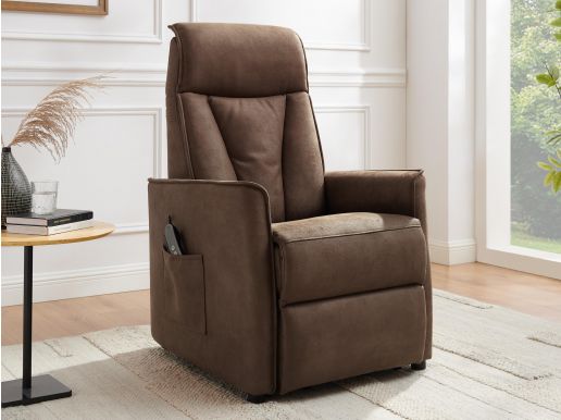 Elektrische relaxfauteuil LEVITO stof donkerbruin 