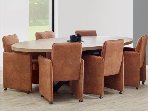 Ovale eettafel ALCANTARA 163 cm oranje teck