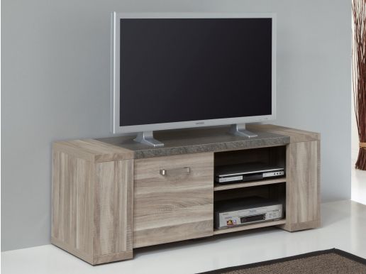 Tv-meubel STONAGE 1 deur spint eik grijs/marmer