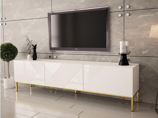 Tv-meubel EXILA 3 deuren hoogglans wit