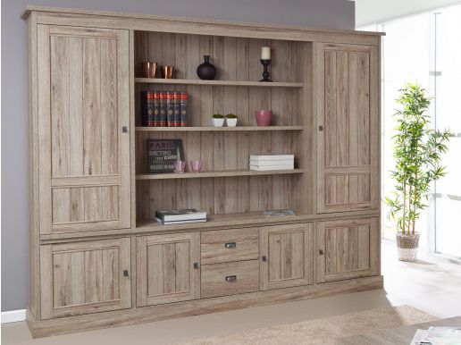 Kast YORKO 6 deuren 2 lades lichte kristal eik 