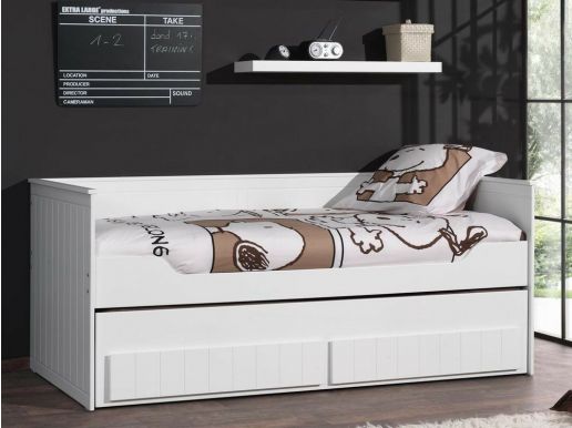 Kajuitbed (+bed-lade) ROLAND 90x200 cm satijn wit gelakt